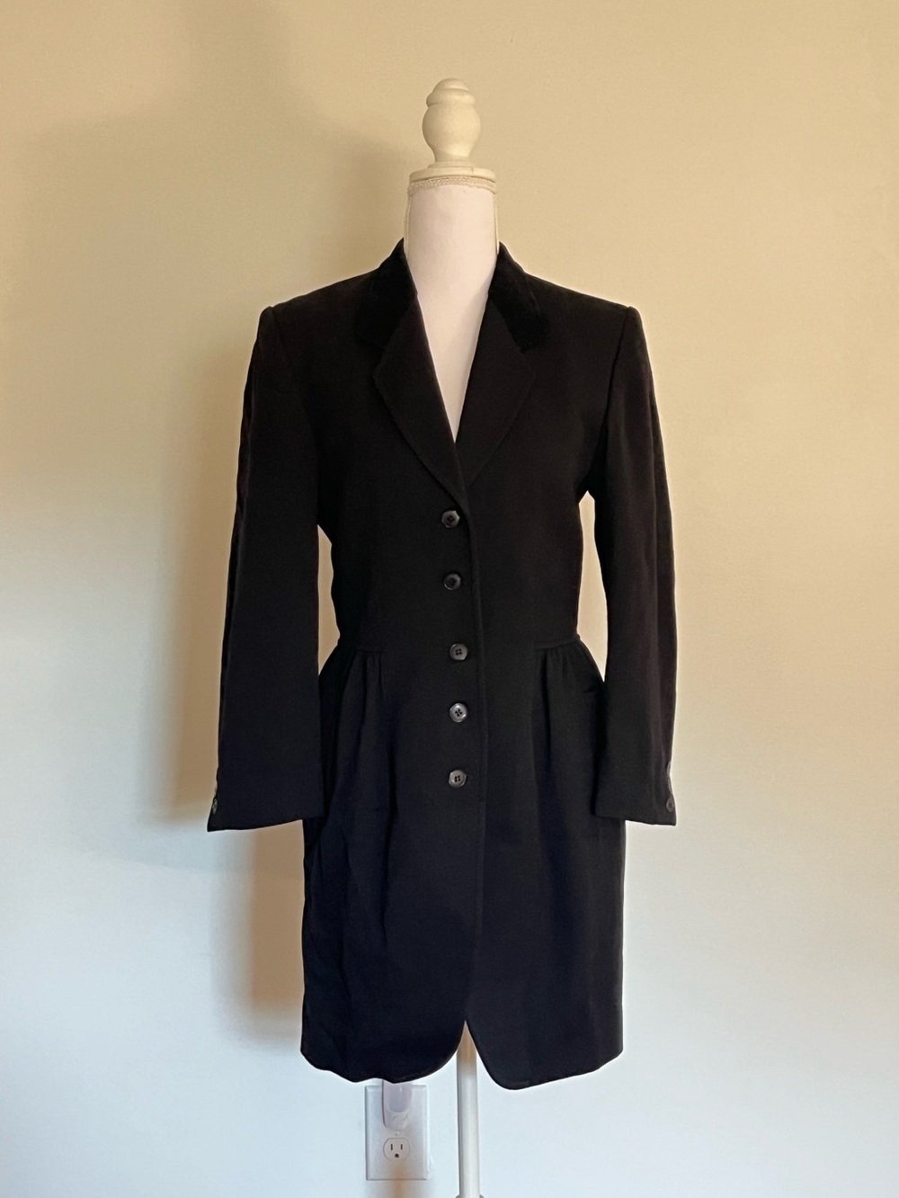 Kenzo 100% Wool Black Coat